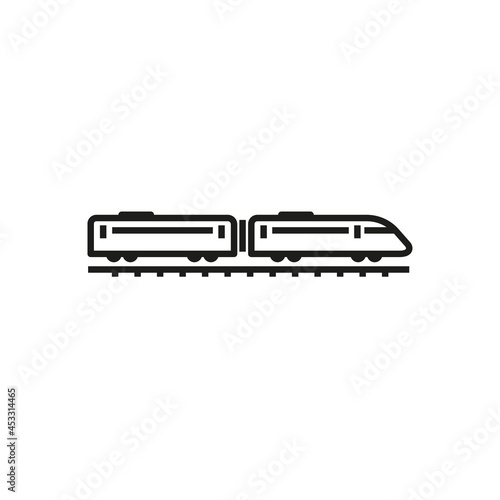 Electric train vector outline style black filled icon isolated on transparent background
