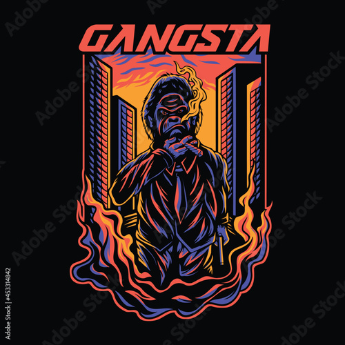Gangsta Gorilla in the Night City, Gorilla T-shirt