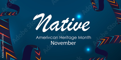 Native American Heritage Month in November. American Indian culture. National ornament. Vector illustration