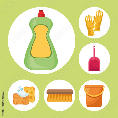 six housekeeping chores icons