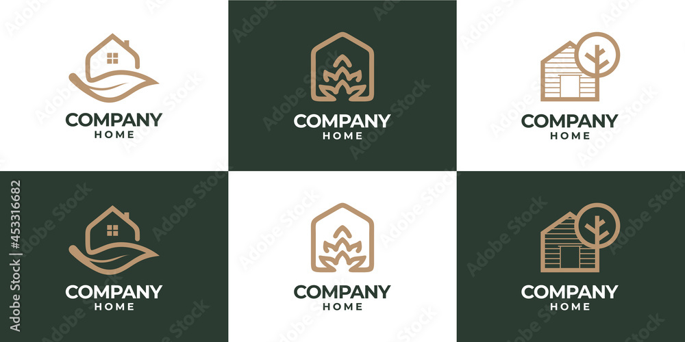 Set of home nature combination logo design Set of home nature combination logo design