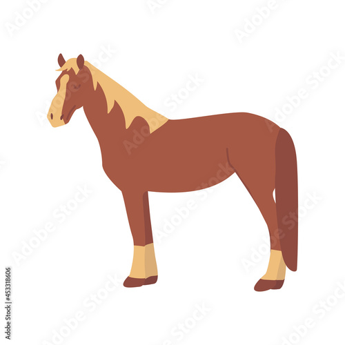 Brown horse. Elegant herbivore. Colorful vector isolated illustration hand drawn. Farm animal  livestock