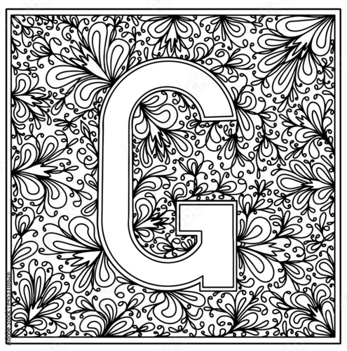 Alphabet. The letter G. Coloring. Vector (2)