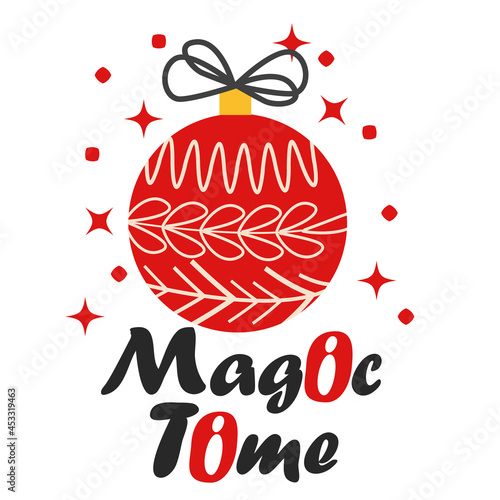 Christmas and Happy New Year illustration. Trendy retro style, design template.
