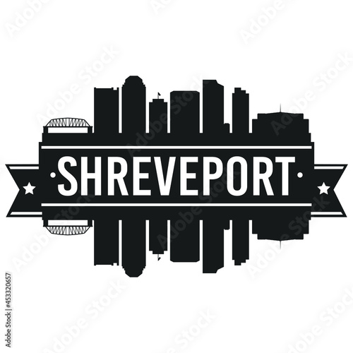 Shreveport Louisiana Skyline. Banner Vector Design Silhouette Art. Cityscape Travel Monuments.