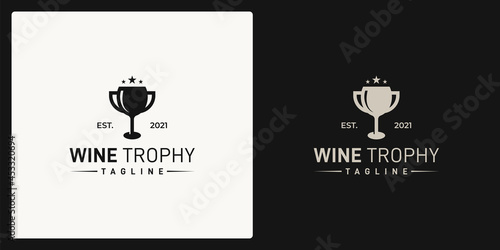 Wine glass logo design with Trophy graphic vector illustration. Symbol, icon, creative.