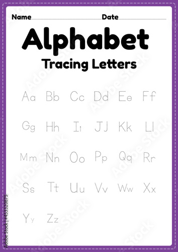 Photos Alphabet letter tracing worksheet for kindergarten and preschool kids for handwriting practice and educational activities in a printable page