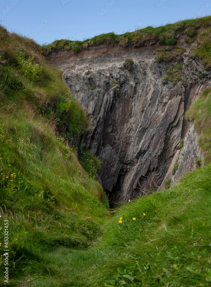 Cliffs and rocks at south east coast of Ireland.