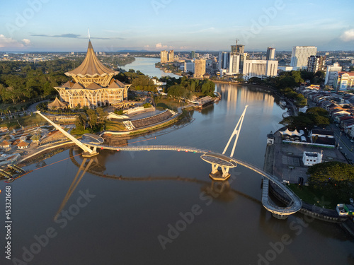 Obraz na plátně Aerial view of Kuching, the capital city of Sarawak.