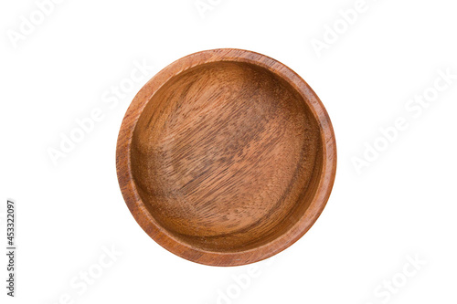 Принти на полотні Top view of a wooden bowl isolated on white background with clipping path