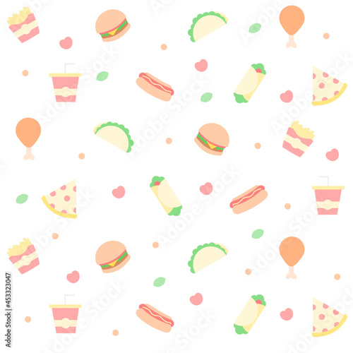 Fast food seamless pattern background. Vector illustration