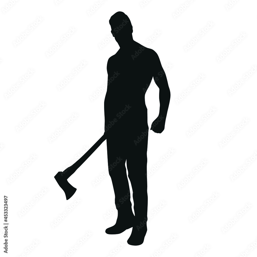 Silhouette Of Lumberjack With Ax Silhouette Of Lumberjack With Ax