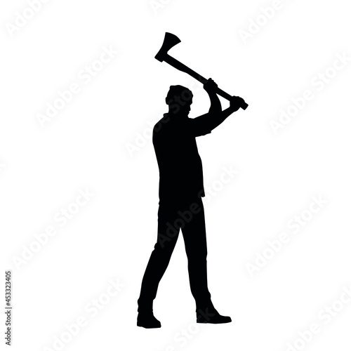  Silhouette Of Lumberjack With Ax