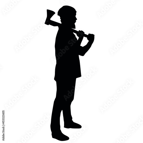  Silhouette Of Lumberjack With Ax