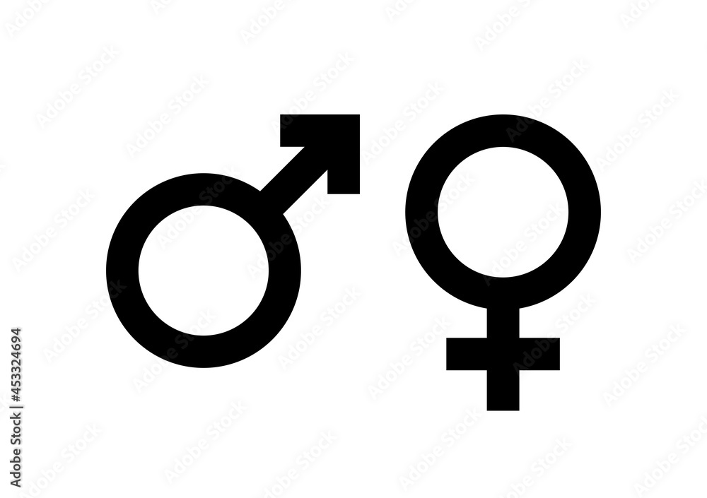 Black Male and female sign. Circle with an arrow and cross down. Belonging to the masculine or female gender. Vector Illustration. EPS10 Black Male and female sign. Circle with an arrow and cross down. Belonging to the masculine or female gender. Vector Illustration. EPS10