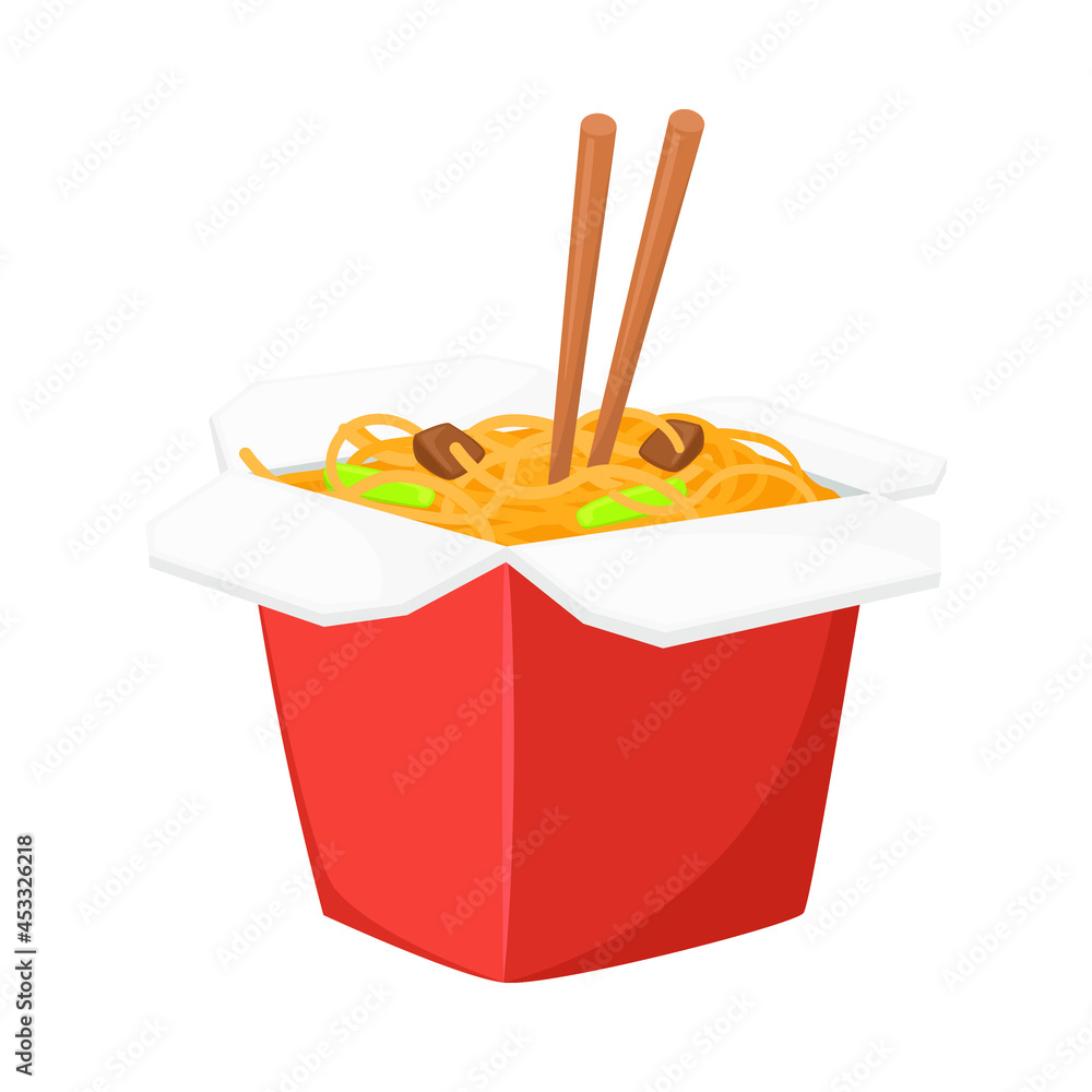 Noodle Box Sign Emoji Icon Illustration. Asian Fast Food Vector Symbol  Emoticon Design Clip Art Sign Comic Style. Stock Vector | Adobe Stock