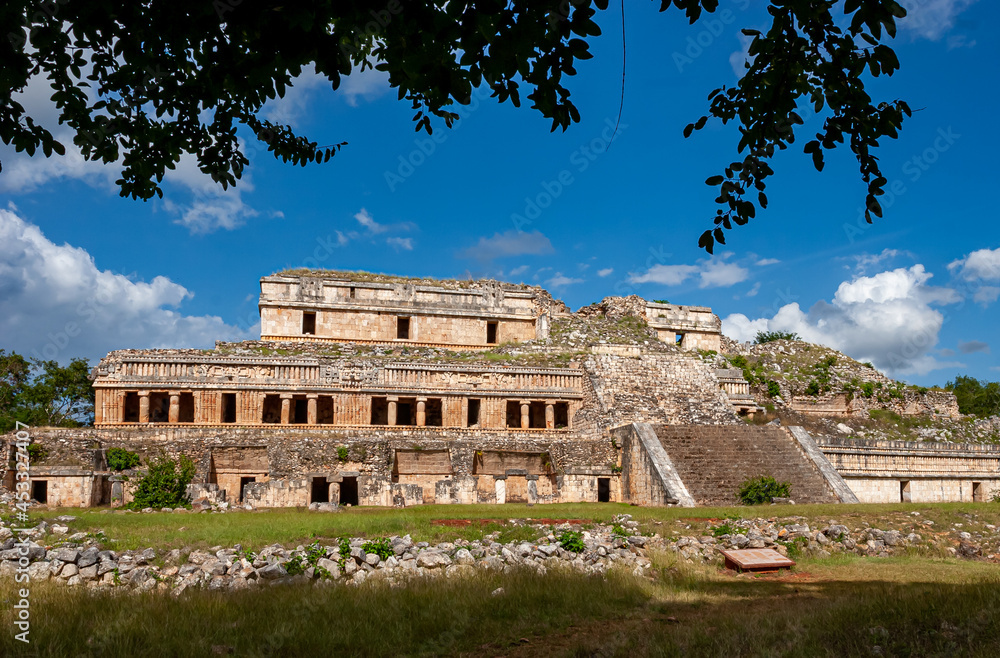 Mayan ruins of the big palace in the archaeological Sayil enclosure in Yucatan, Mexico