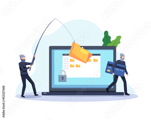 Hackers phishing stealing private personal data