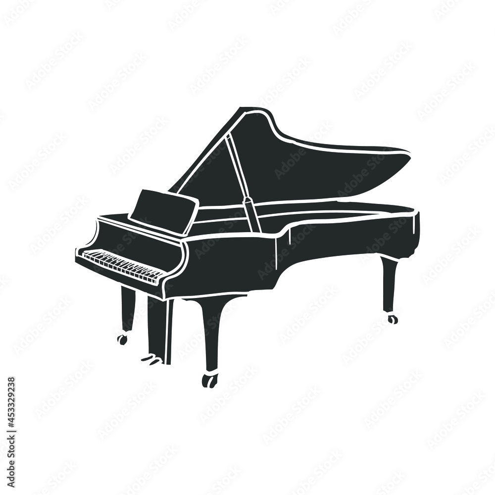 Piano Instrument Icon Silhouette Illustration. Music Vector Graphic  Pictogram Symbol Clip Art. Doodle Sketch Black Sign. Stock Vector | Adobe  Stock