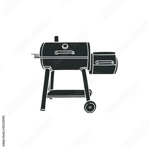 Smoker BBQ Icon Silhouette Illustration. Barbecue Vector Graphic Pictogram Symbol Clip Art. Doodle Sketch Black Sign.