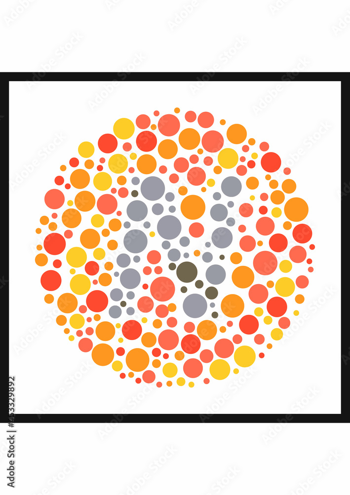 Vector graphic of Ishihara color test or Color blind test design. The ...