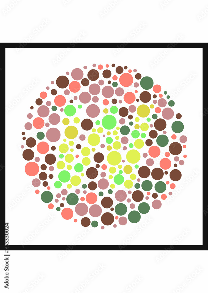 Vector graphic of Ishihara color test or Color blind test design. The ...