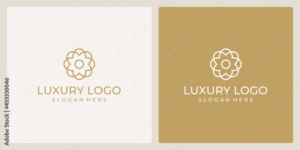 luxury flower beauty logo with abstract line model.