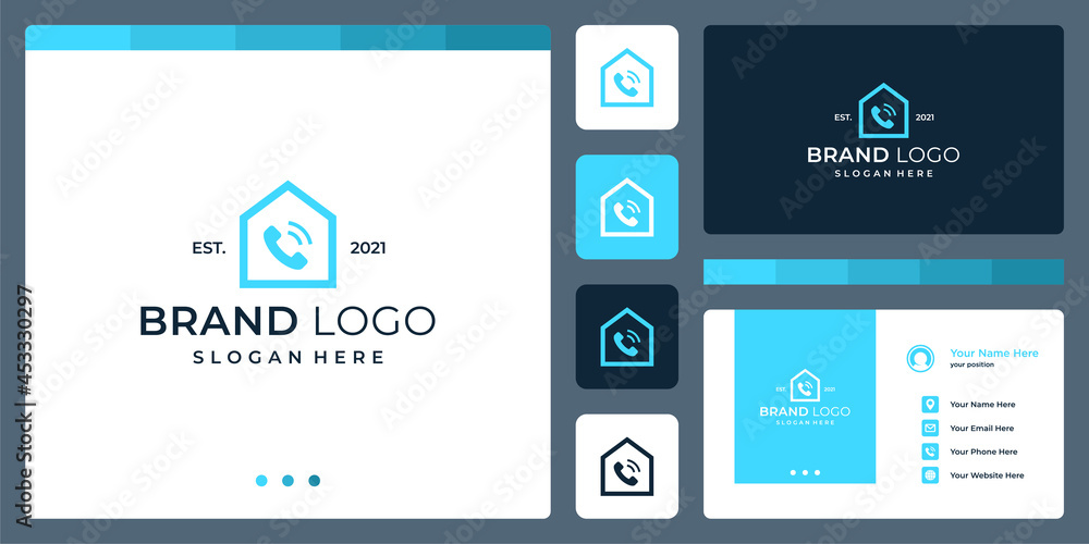 House building logo design template with telephone design graphic vector illustration. Symbol, icon, creative. House building logo design template with telephone design graphic vector illustration. Symbol, icon, creative.