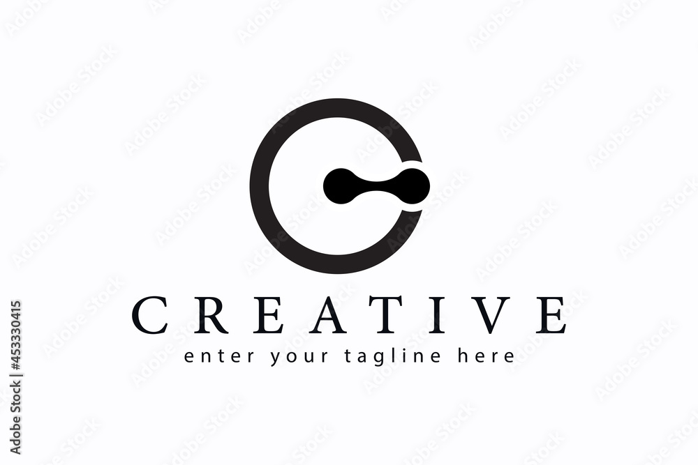 C Logo design template, technology with circular silhouette C Logo design template, technology with circular silhouette