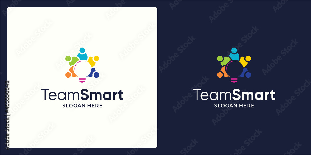 Social Network Team logo design template with light bulb and colorful style design graphic vector illustration. Symbol, icon, creative.