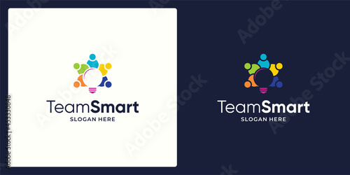 Social Network Team logo design template with light bulb and colorful style design graphic vector illustration. Symbol, icon, creative.