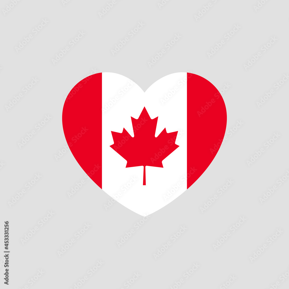 Canada flag in heart shape vector love Canada Canada flag in heart shape vector love Canada