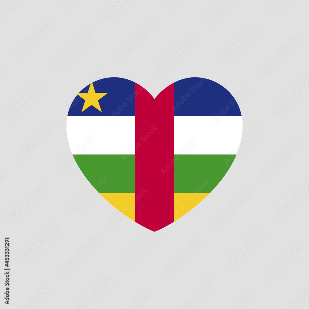 Central African Republic flag in heart shape vector love Central African Republic