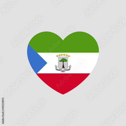 Equatorial Guinea flag in heart shape vector love Equatorial Guinea
