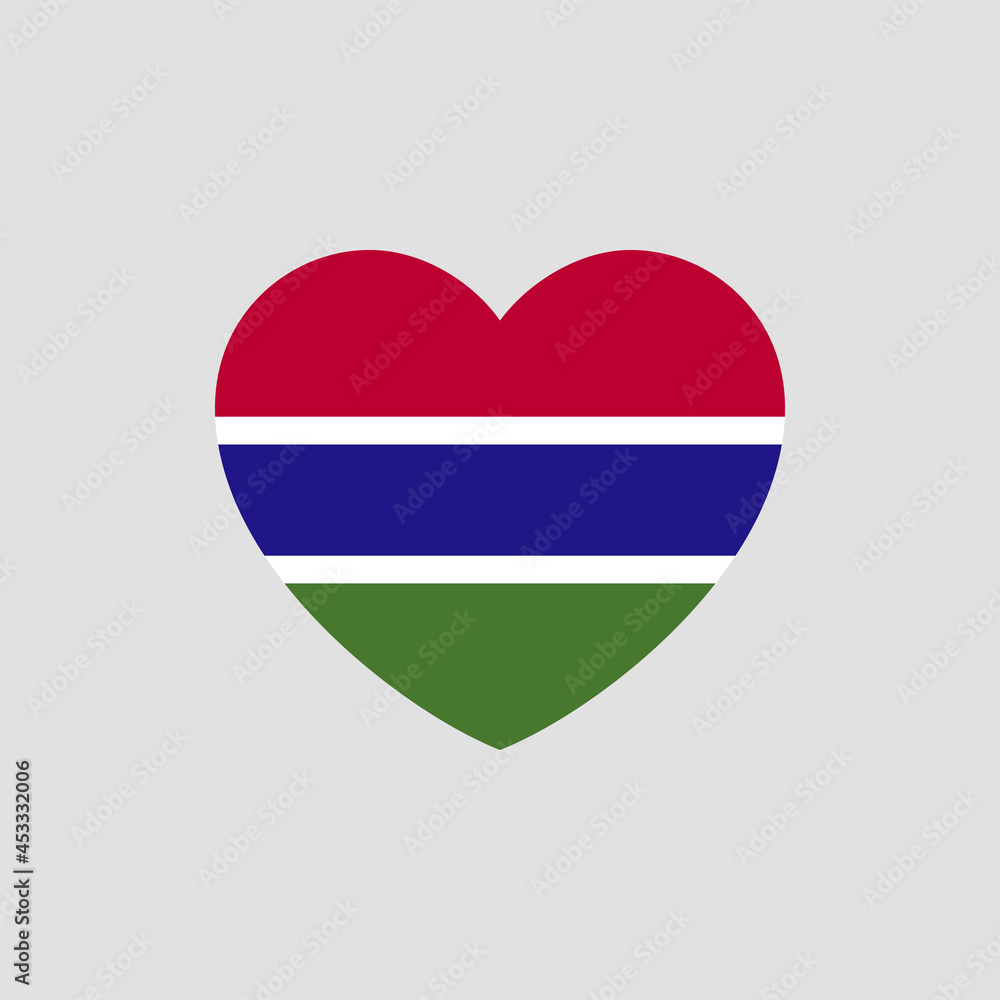 Gambia flag in heart shape vector love Gambia Gambia flag in heart shape vector love Gambia