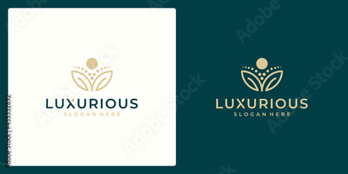 Luxury logo design template. Flower lotus logo, Beauty or spa logo design graphic vector illustration. Symbol, icon, creative.