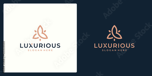 Luxury logo design concept, Flower lotus logo, Beauty or spa logo template