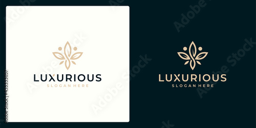 Luxury logo design concept, Flower lotus logo, Beauty or spa logo template