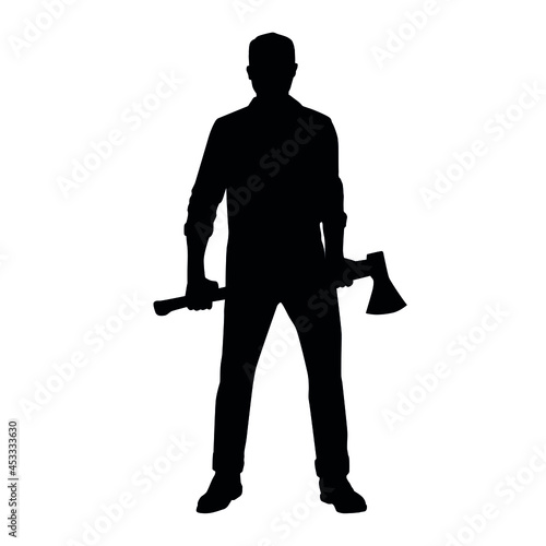  Silhouette Of Lumberjack With Ax
