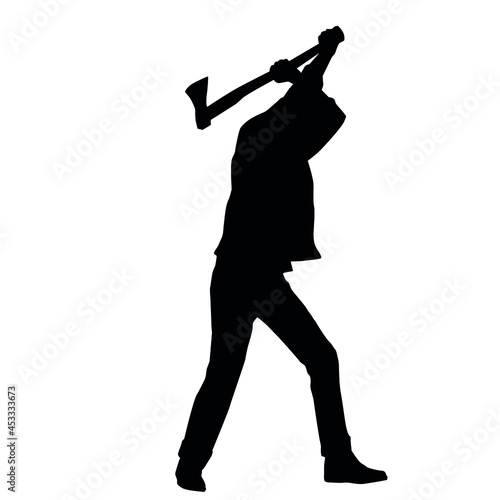  Silhouette Of Lumberjack With Ax