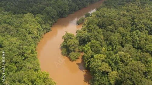 Aerial view of peaceful southern river near Hawkinsville, GA photo