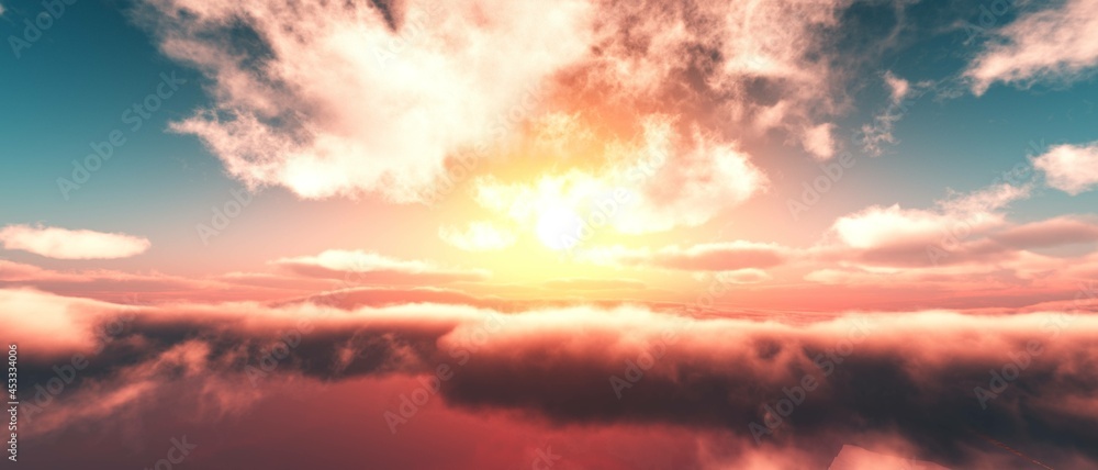 Fototapeta premium Magnificent clouds, beautiful sky, heavenly clouds, cloudy landscape, 3d rendering