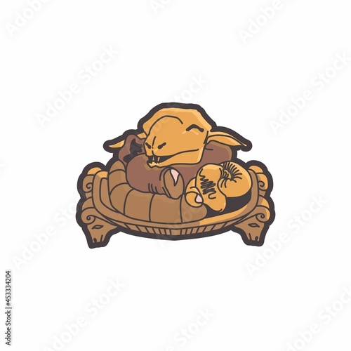 Favorite food of the nomadic people. Lamb food, sheep. White background. Vector.