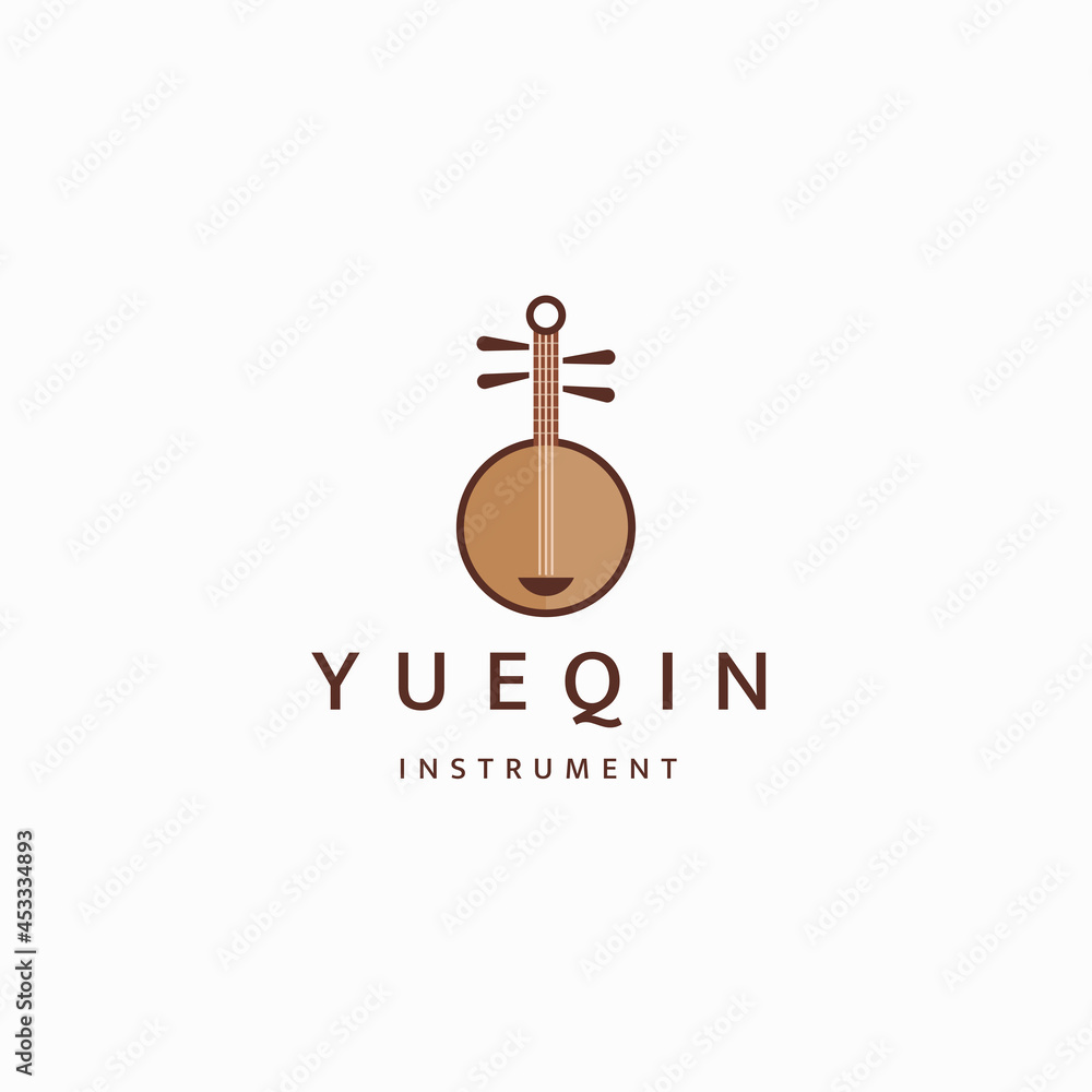 Yueqin chinese traditional musical instruments logo icon design template flat vector Yueqin chinese traditional musical instruments logo icon design template flat vector