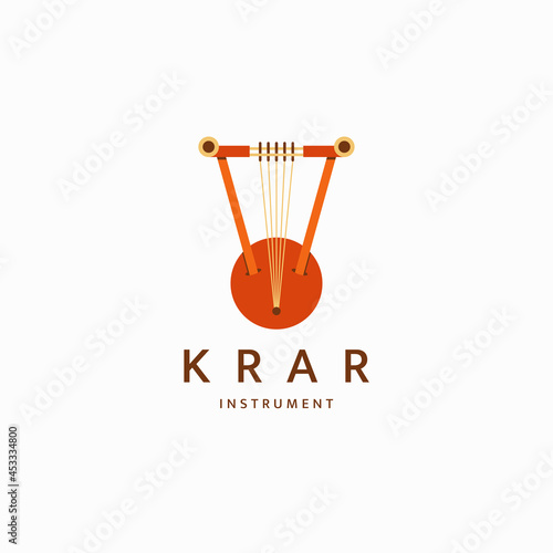 Krar traditional ethiopian musical instrument logo icon design template flat vector