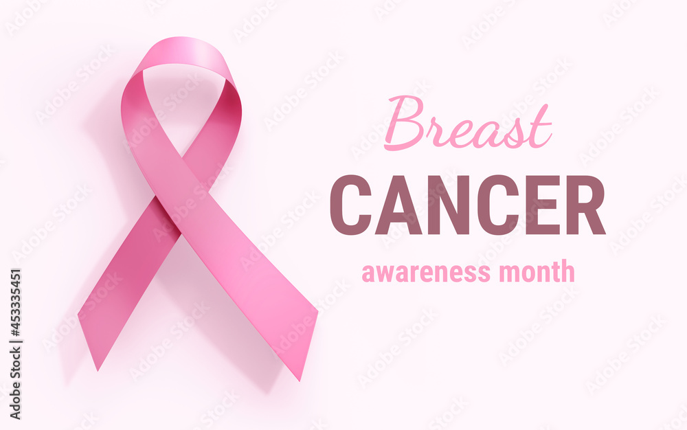 3d Illustration of Pink Realistic Ribbon with Loop and Shadow. Beautiful Symbol of Breast Cancer Awareness Month Campaign with Text on Light Background 3d Illustration of Pink Realistic Ribbon with Loop and Shadow. Beautiful Symbol of Breast Cancer Awareness Month Campaign with Text on Light Background