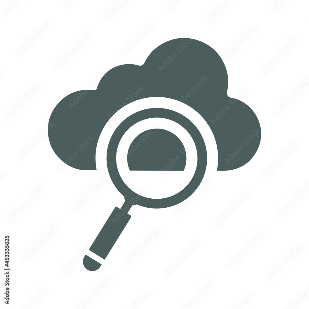 Cloud, search icon. Gray vector graphics. Cloud, search icon. Gray vector graphics.