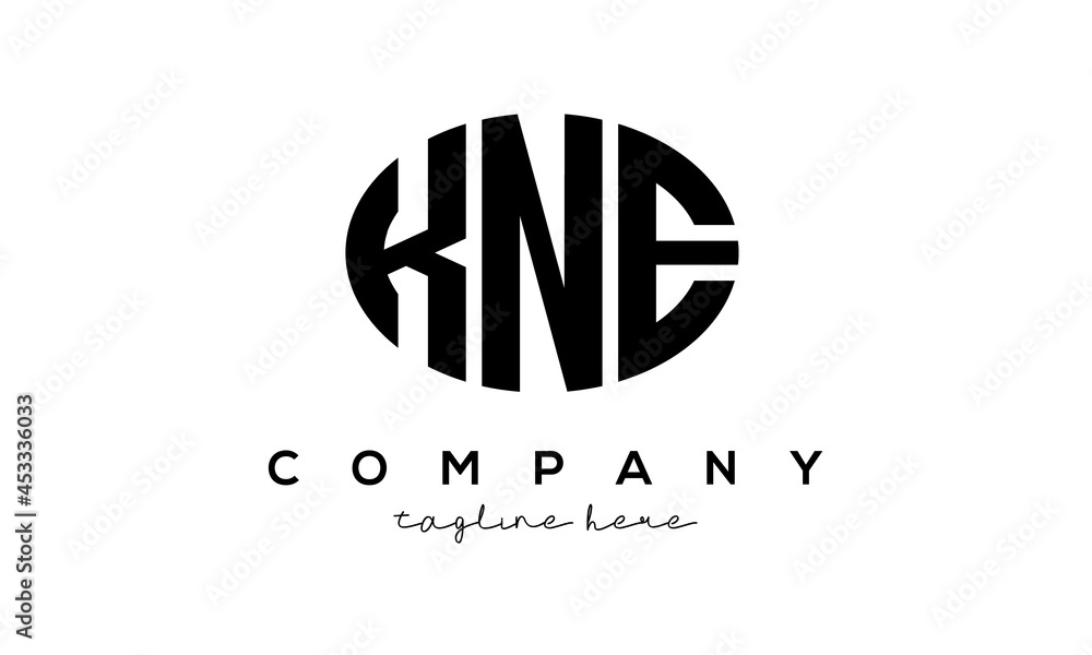 KNE three Letters creative circle logo design KNE three Letters creative circle logo design