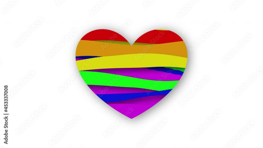 Rainbow Heart or Pride Symbol Sign Animation on White Background Rainbow Heart or Pride Symbol Sign Animation on White Background