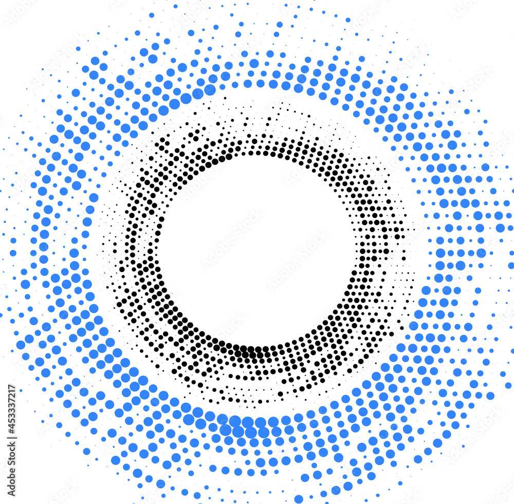 Abstract circle dot design in blue black color. Vector illustration